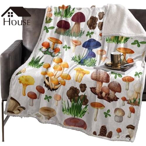 BIGHOUSES Throw Blanket Mushroom Forest Plants Fleece Blankets Personalized Blankets Bedclothes