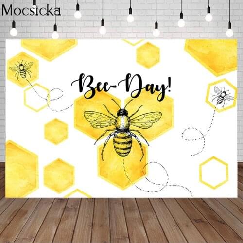 Mocsicka Sweet Bee Day Backdrop 1st Birthday Party Photo Background Baby Shower Cute Bee Photography Backdrops
