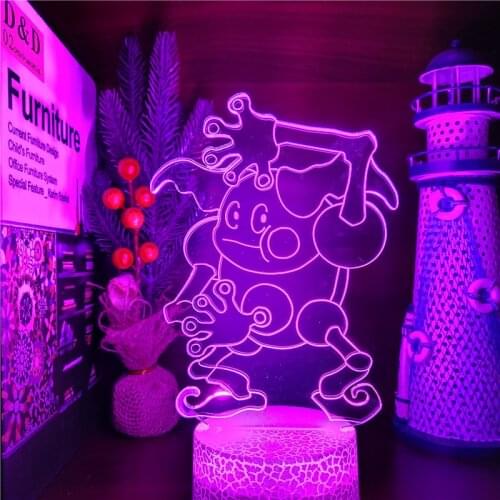 Pokemon ANIME LAMP Mr.Mime 3D Night Lights 7 Color Changing Pokemon Go Takara Tomy Lampara Led For Bedroom Decor