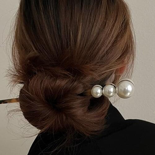 2021 New Korean Retro Multicolor Transparent Resin Imitated-pearl Geometric Hairpin For Women Hair Accessories Styling Tool