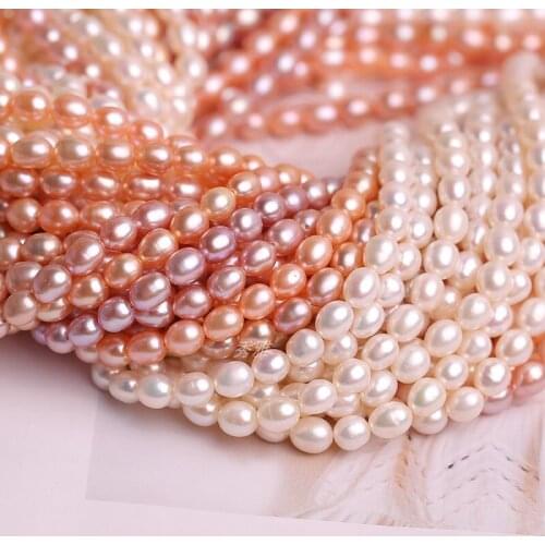 Wholesale 5-6mm Freshwater Natural Rice Shape Real Loose Pearl Necklace Strand String, 10pcs/lot