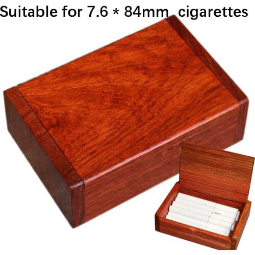 High Grade Wood Cigarette Cases Box Handle Portable Flap Hollowing (84mm * 8mm Cigarettes)