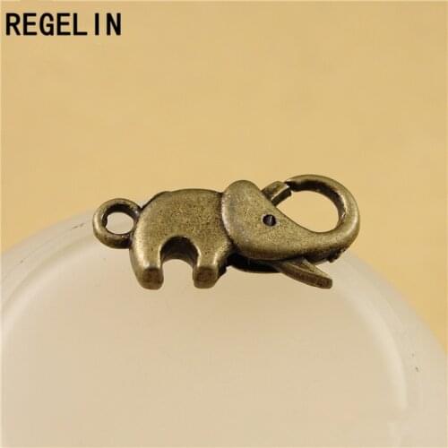 REGELIN Lovely 10pcs/lot Elephant Lobster Clasp Hooks For Necklace Bracelet Chain DIY Jewelry Accessory Findings 12*23MM