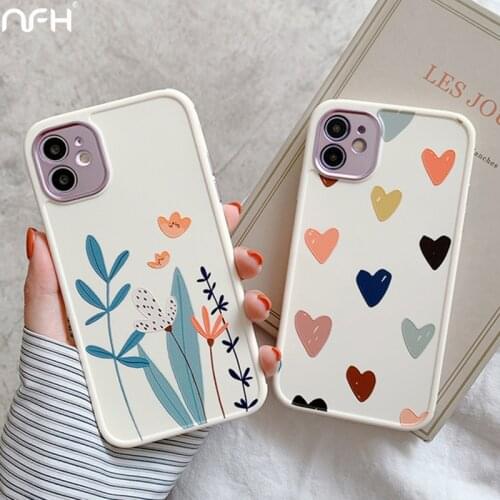 For iPhone 11 Luxury Heart Flowers Silicone Phone Case On iPhoen 11 Pro 12 Mini X XS XR Xs Max SE2020 7 8 Plus Soft Bumper Shell