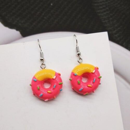 Cute Small Mini Resin Donut Earrings for Women Girls Fashion Sweet Lovely Funny Food Jewelry Christmas Party Accessories MS60