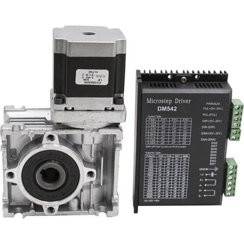 Stepper motor worm gearbox cnc kit NMRV030 Ratio 1:10/15/20/25/30/40/50 Geared+NEMA23 1.2N.m with driver DM542