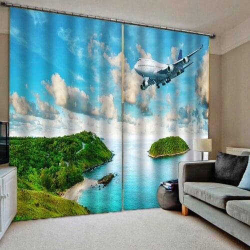 Green landscape curtains Customized size Luxury Blackout 3D Window Curtains For Living Room fly curtains