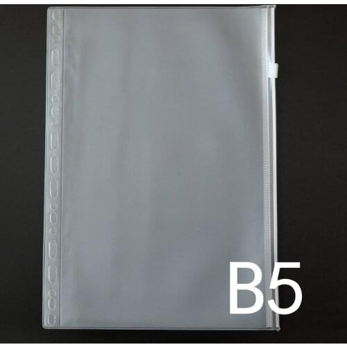 B5 Size 9/26 holes PVC Storage Bag Zipper/Card/Bills Pocket Spiral Notebook Accessory pouch Insert for Loose Leaf Diary