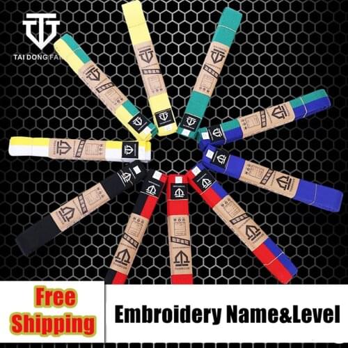 110inch Professional Taekwondo Belt Black White Student Coach Two laps Karate Judo Double Wrap Martial Arts Stripe Sports Belt