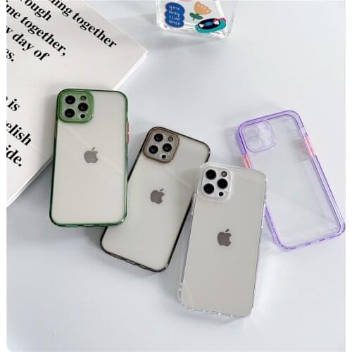 Ultra-thin Colorful Bumper Clear Hard PC + TPU Phone Case for iPhone 11 12 Pro XS Max XR X SE2020 8 7 Plus Full Back Cover Coque