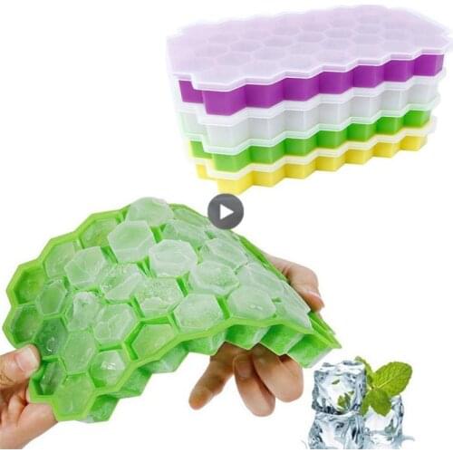 Honeycomb Ice Cube Trays With Removable Lids Silica Gel Ice Cube Mold Ice Ball Making Tray Silicone Honeycomb Kitchen Bar Tools