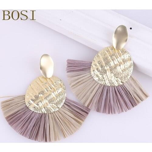 2019 Bohemian Round Tassel Drop Earrings for Women Big Pendant Long Dangle Earring Handmade Geometric Fringe Fashion Statement