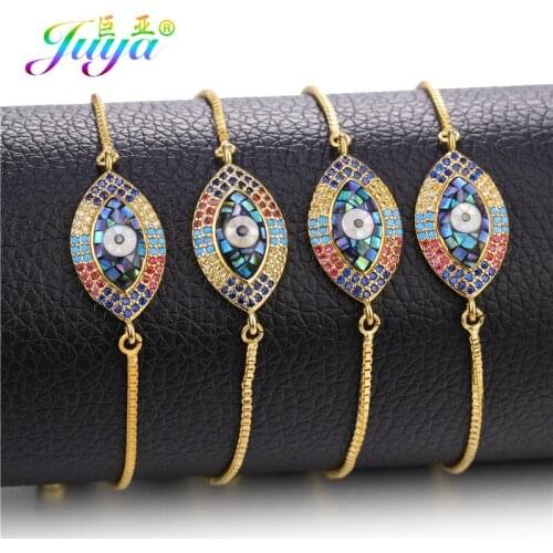 Juya Handmade Opal Shell Greek Evil Eye Bracelets For Women Fashion Gold//Rose Gold Adjustable Turkish Bracelets Supplies