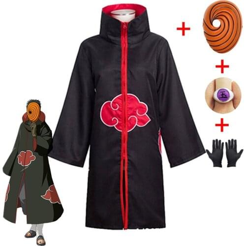 Akatsuki Ninja Adult KidsCosplay Costume Halloween Carnival Uchiha Obitoi Funny Costume Mask Suitable for Height 135cm-185cm