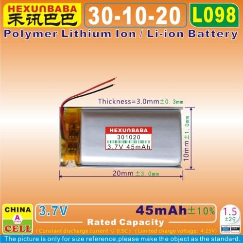 10pcs [L937] 3.7V 40mAh [301020] PLIB;polymer lithium ion / Li-ion battery for bluetooth earphone device,mp3;speaker