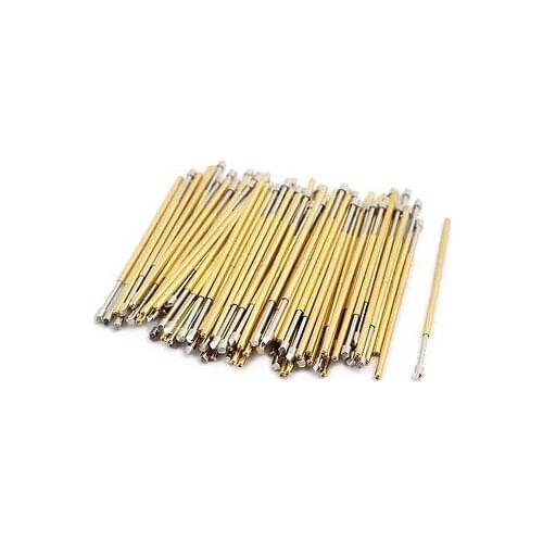 100pcs PL75-T2 1.0mm Dia 33.3mm Length Metal Spring Pressure Test Probe Needle