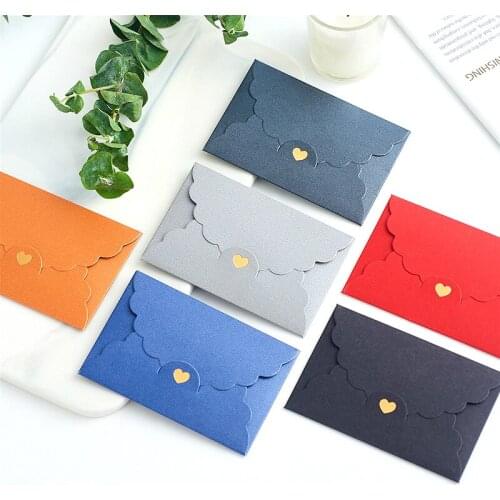 5PC Small Gold Stamp Love Envelop Pearl Craft Cardboard Paper Bank Card VIP Membership Invitation Letter Holder Stationery Gift