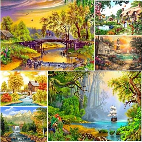 5D DIY Diamond Painting Landscape Full Square/round Drill Embroidery Cross Stitch Kit Mosaic Rhinestone Picture Decoration Gift