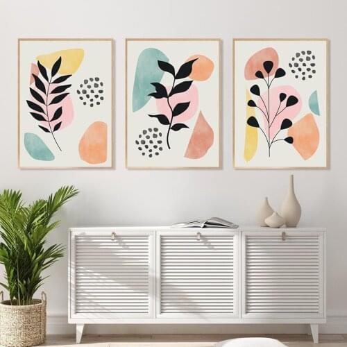 Abstract Shapes Foliage Drawing Poster Botanical Wall Art Canvas Painting Modern Print Home Living Room Decoration