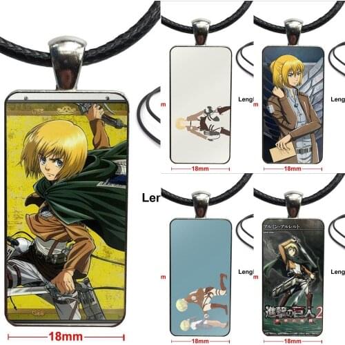 Attack On Titan Armin Vintage Jewelry Steel Plated With Glass Cabochon Choker Long Pendant Rectangle Necklace For Women