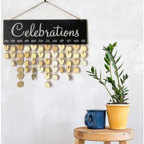 Wood DIY Friend Family Birthday Reminder Calender Board Anniversary Tracker Plaque Wall Hanging Calendar Hanging Decorations