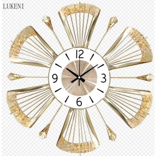 European Luxury Wrought Iron Wall Clocks Home Livingroom TV 3D Wall Sticker Crafts Hotel Restaurant Wall Clock Mural Decoration