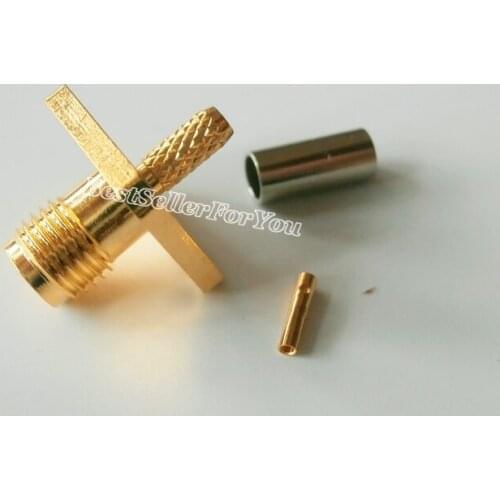 1Pcs SMA Female Flange 4 Hole Crimp for RG174 RG179 RG316 Coax Cable RF Connector