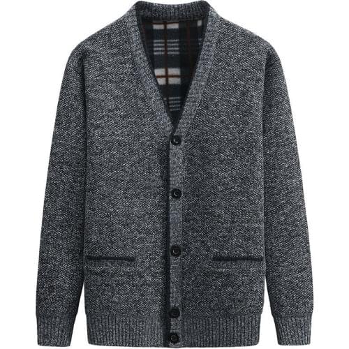 New Cardigan Men Autumn Winter Thick V Neck Knitted Sweater Coats Causal Warm Knitted Cardigan Men Fashion Mens Clothing 2021