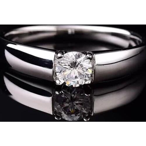 0.5-1ct D Color Male Moissanite Rings Slim S925 Sterling Silver Platinum Plated Men Wedding Ring Fine Jewelry Diamond Tester