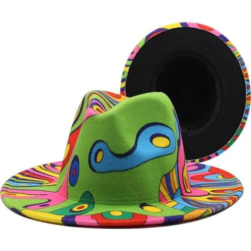 Colorful Fedoras Hats for Women Men Caps Wide Brim Tie Dye Winter Adult Hat Panama for Man Fascinator Felted Hats Jazz Caps