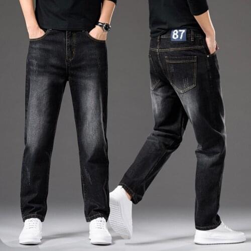 Fashion Black Jeans Men 2021 New Straight Loose Casual Long Pants
