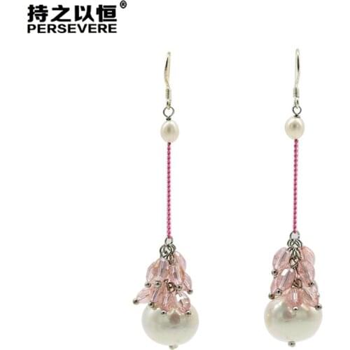 Fashion Crystal Shell Beads Dangle Drop Earrings Pink Grey Green Chain Long Tassel Earrings For Women Wedding Party Jewelry