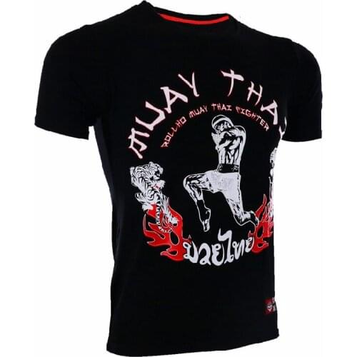Soft monkey ROLLHO muaythai broadcast short sleeve T shirt fight tiger boxer wu linfeng sports male