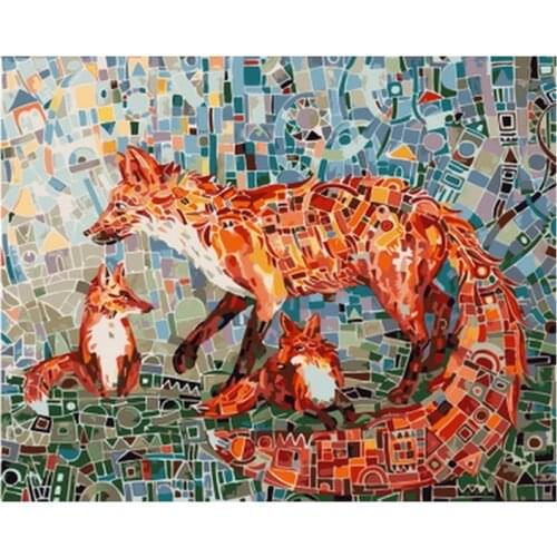 Frameless diy painting by numbers wall decor picture by numbers animals painting on canvas for home decor 4050cm fox