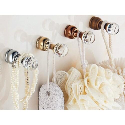 Crystal Hook Antique Chrome Color Wall Clothes Rack Cloth Coat Holder Towel Robes Brushes Hangers Bathroom Kitchen Accessories
