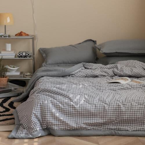 Blanket Nordic Minimalist Style Super Soft Comforter Premium Cotton Quilt Stripe Blanket Single Queen King Size Air-Condition