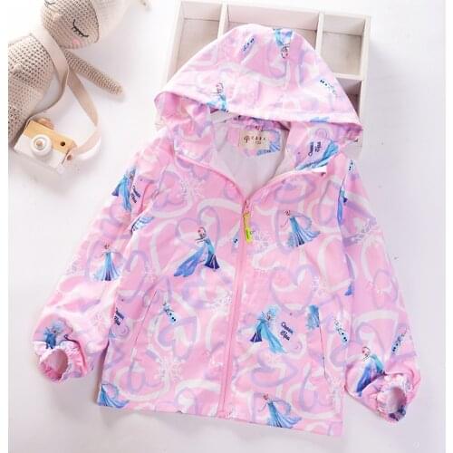 Autumn Teenagers Girls Windbreaker Frozen Elsa Princess Hoodies Cute Little Children Jacket Coats Spring Kids Tops Outwear