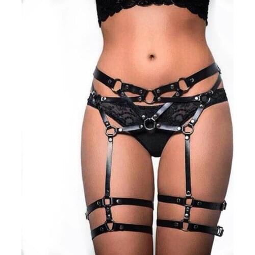 Hot Punk New Street Sexy Halter Adjustable Leather Leg Harness Harajuku Gothic Bondage Suspenders Waist Belt Straps Accessories