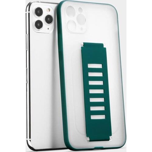 Shockproof Transparante Matte Phone Case Voor Iphone 11 Pro Xs Max X Xr 7 8 Plus Se 2020 Candy Kleur met Polsband Cover Cases