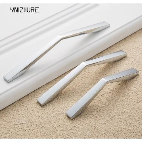 Cabinet Knobs And Handles Puxadores Bright Chrome Zinc Alloy Modern Simple Furniture Handle European Cabinet Solid Door