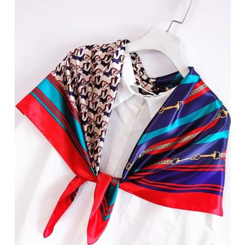 Silk Satin Scarves Women Print Foulard Luxury Brand 90cm Square Shawls Bandana female muffler Scarf Head Hijab Scarfs For Ladies