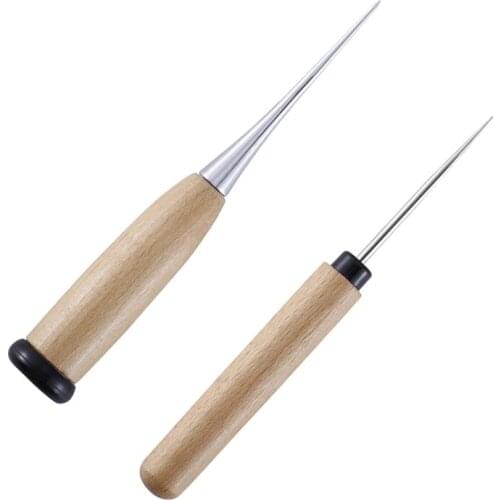 Nonvor Leather Awl Wooden Handle Sewing Awl Canvas Leather Tent Shoes Sewing Awl Leather Craft for Leather Hole Punch Stitching