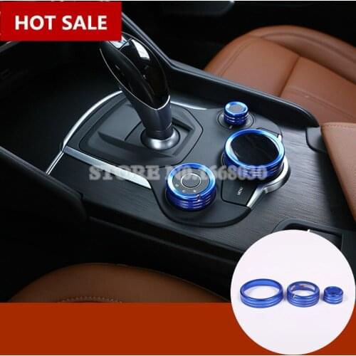 Blue Colour Inner Air Condition Knob Trim Cover 3pcs For Alfa Romeo Stelvio 2017-2020 Car accesories interior Car decoration