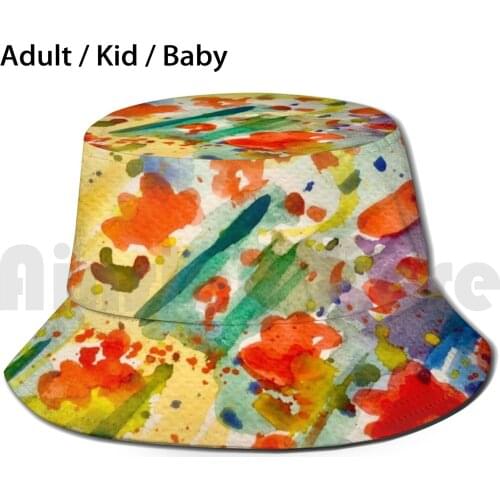 Poppies Galore Sun Hat Foldable UV Protection Mothering Sunday Floral Colours Flowers Angela Harrison Angela Haig