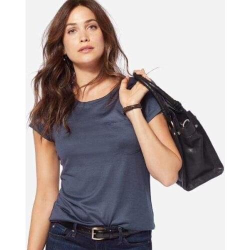 Middle Weight 180GSM Womens 100% Australia Merino Wool Short Sleeve T Shirt, Ladies Light Merino Wool T Shirt Short Sleeve