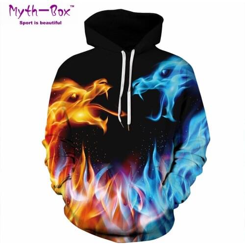 Women/Men Hoodie Sweatshirt Gym Autumn Winter Sport Hoodies Women Fire-Dragon 3D Print Sportwear Hooded Sweater Hip Hop Pullover