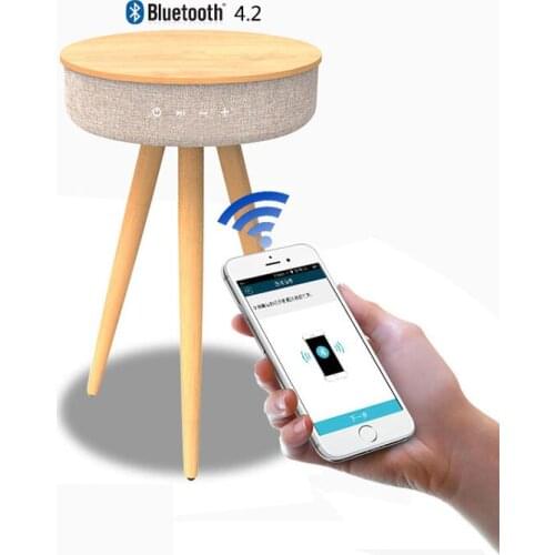 Smart BT Wooden Table Speaker Coffee Round Speaker Table for Home