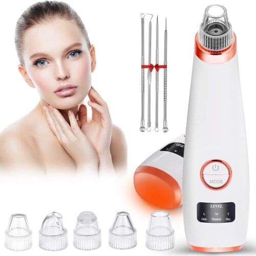 Electric Blackhead Remover Pore Cleaner, USB Rechargeable Spot Remover with 5 Replaceable Heads with LED Display,Clean Skin Tool