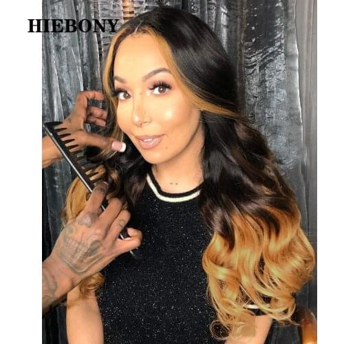 Highlight 1b27 Wave Lace Front Human Hair Wigs Bleached Knots Brazilian Hair 13x6 Highlight Wavy Lace Front Wigs with Baby Hair