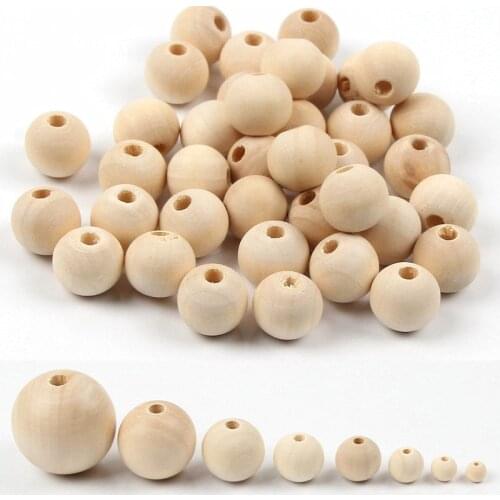 1-500pcs 4-50mm Natural Color Wood Beads With Holes Lead-Free Round Balls Loose Spacer Beads for Jewelry Making DIY Accessories